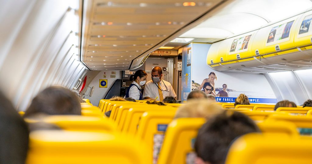 Imagen del interior de un avión durante la pandemia.